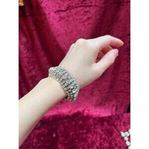 Vintage Costume Jewelry - 5-Row Tennis Bracelet - Round Cut Rhinestones - 7.5"`1